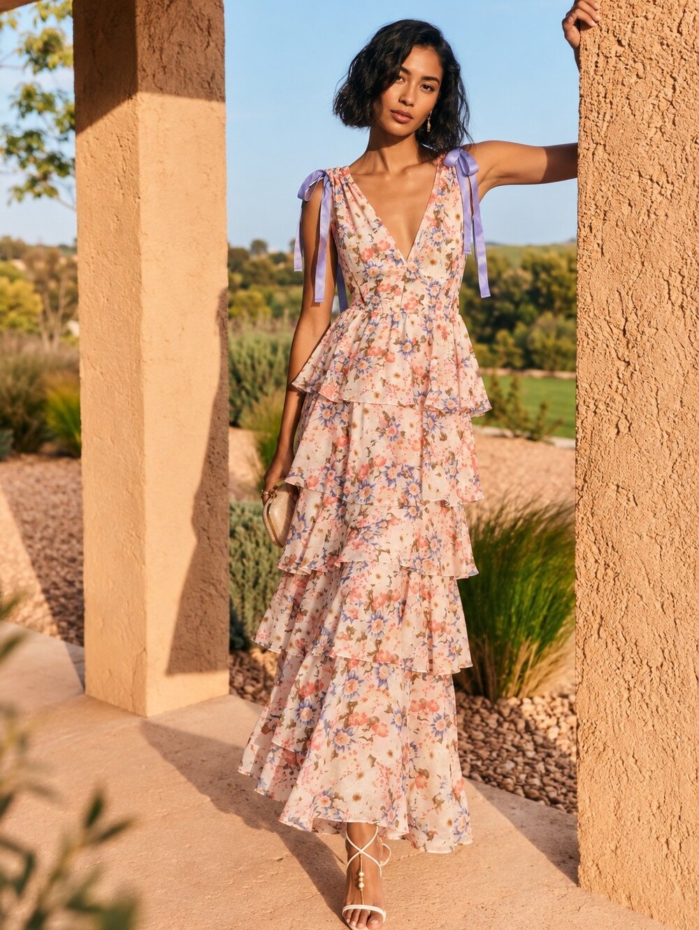 Wenrine Floral Tiered Maxi Dress | XL | NWT